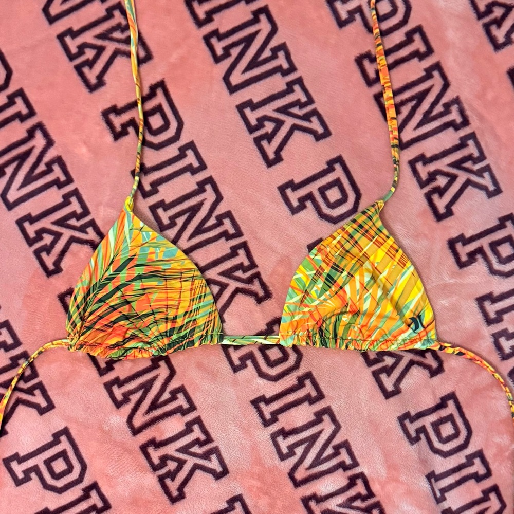 Tropical Print Triangle Bikini Top
